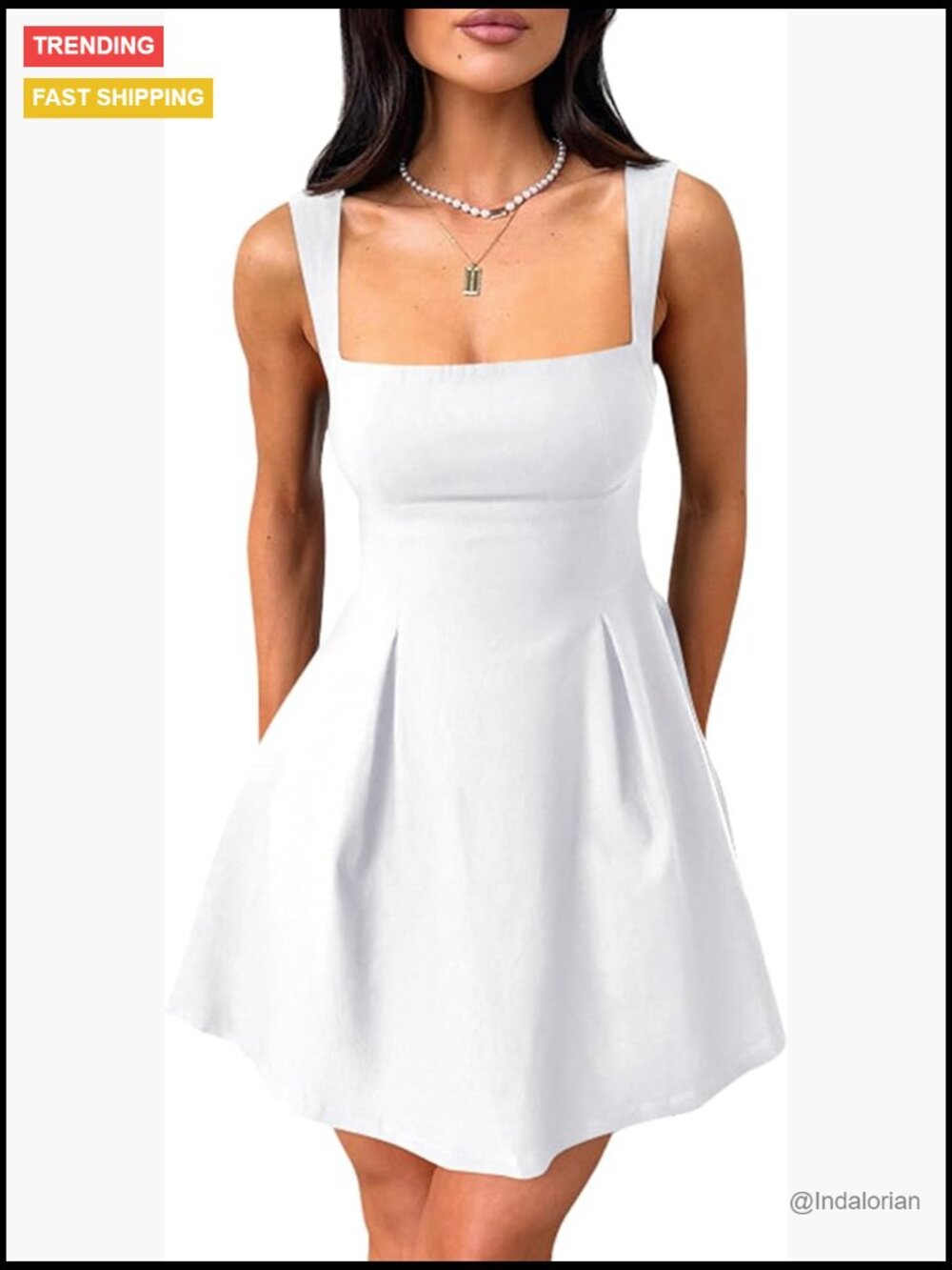 Sleeveless Square Neck Adjustable Straps Bow Tie A-line Mini Party Dress